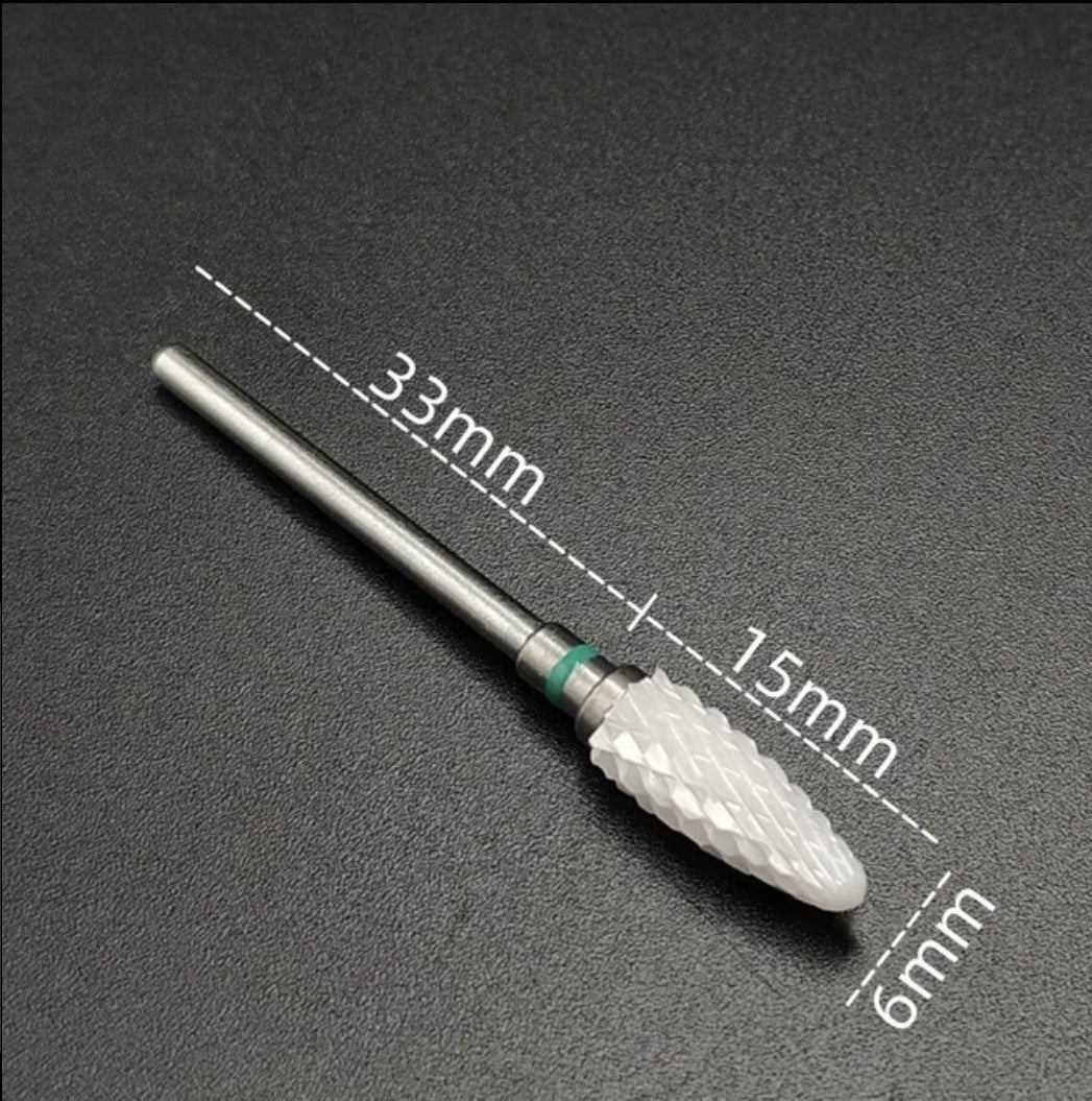 Ceramic white cone tear pear cutting podiatry foot health practitioner chiropody burr drill bit extra fine medium extra course yellow red blue green black