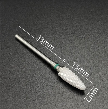 Ceramic white cone tear pear cutting podiatry foot health practitioner chiropody burr drill bit extra fine medium extra course yellow red blue green black
