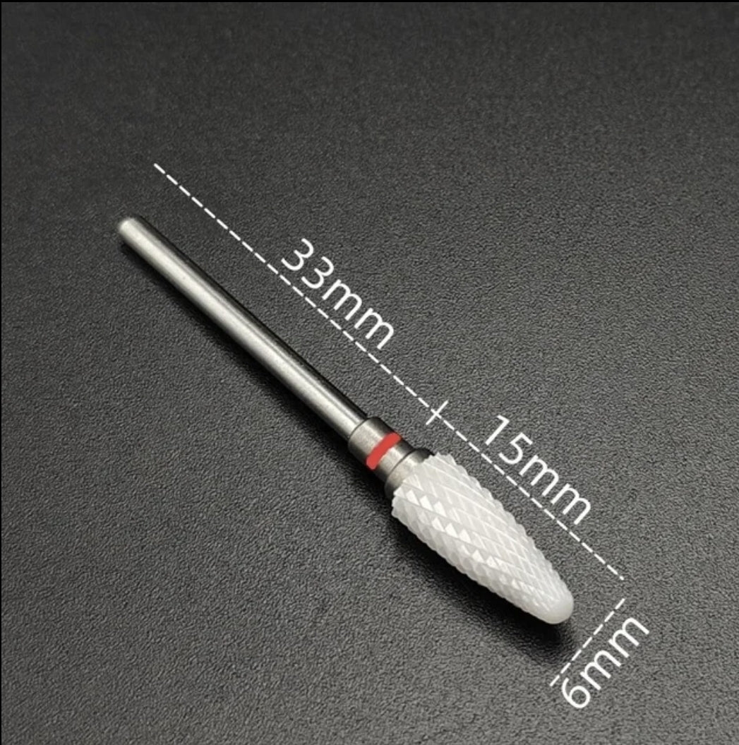Ceramic white cone tear pear cutting podiatry foot health practitioner chiropody burr drill bit extra fine medium extra course yellow red blue green black