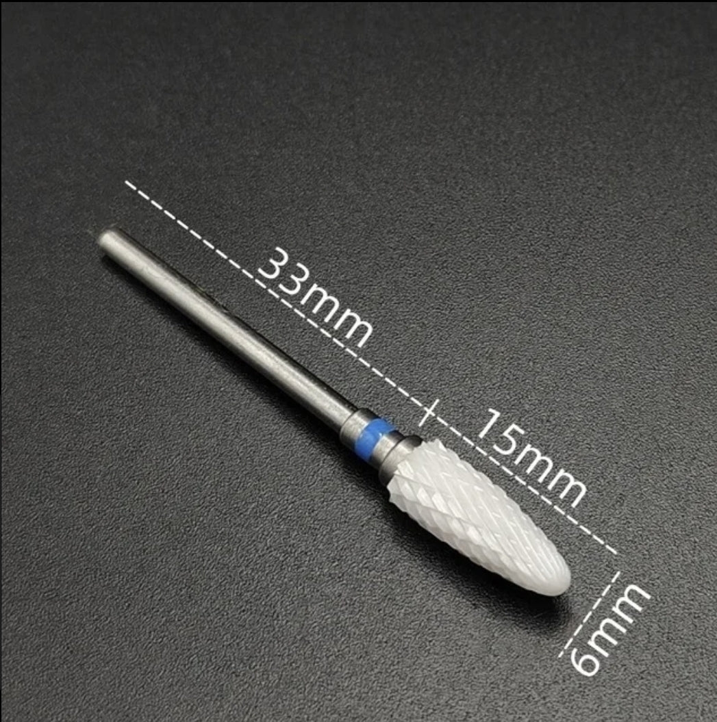Ceramic white cone tear pear cutting podiatry foot health practitioner chiropody burr drill bit extra fine medium extra course yellow red blue green black