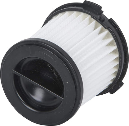 white screwable hepa filter for the onyx dust extraction system on a white background black plastic